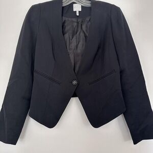 Leith Blazer Women Small Cropped Black Luxury Poetcore French Girl Minimalist